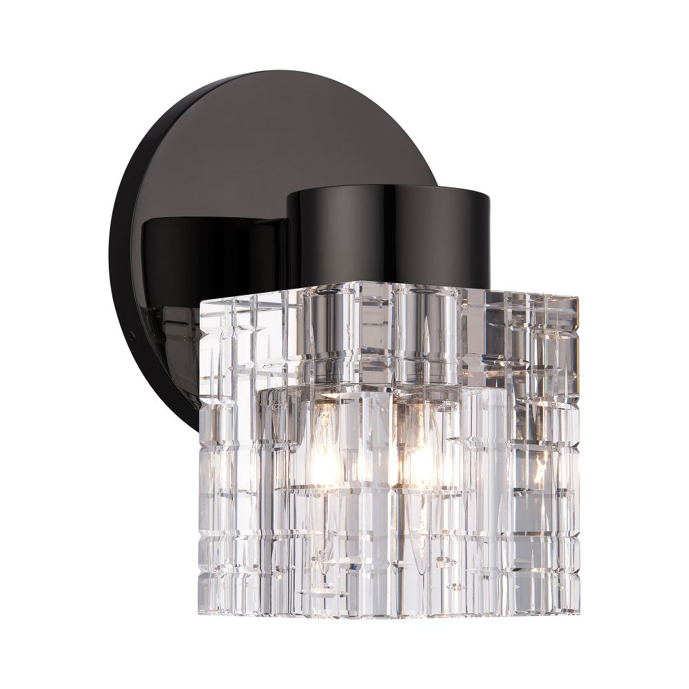 Livex Lighting 17371-46 1 Light Black Chrome Crystal Single Sconce