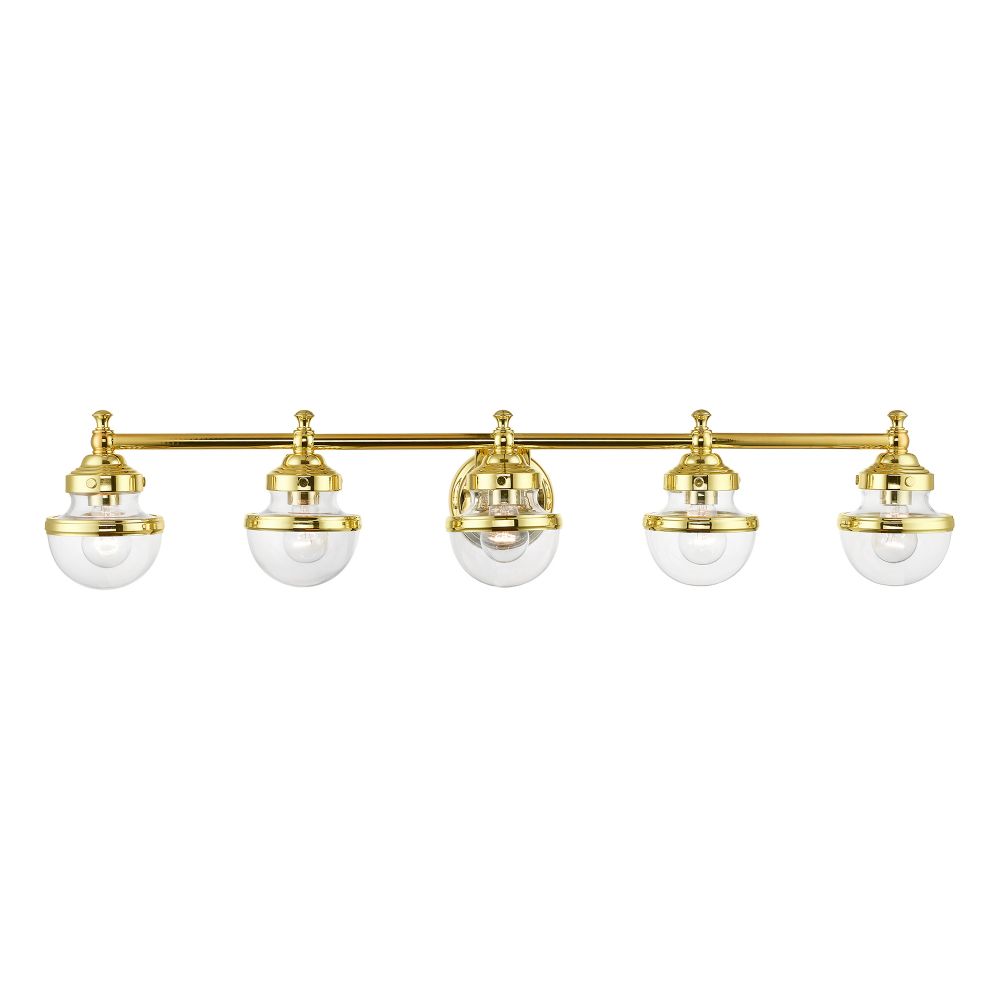 Livex Lighting 17415-02 5 Light Polished Brass Large Vanity Sconce