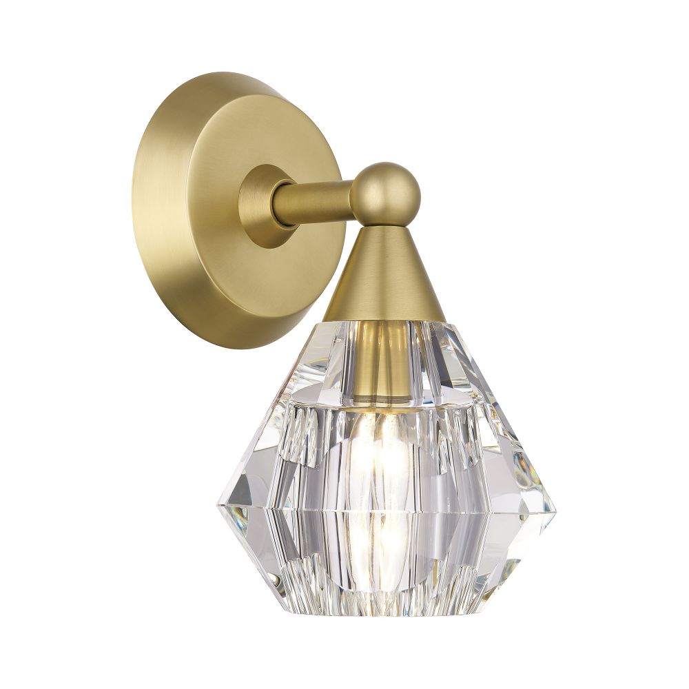 Livex Lighting 17811-08 1 Light Natural Brass Crystal Single Sconce