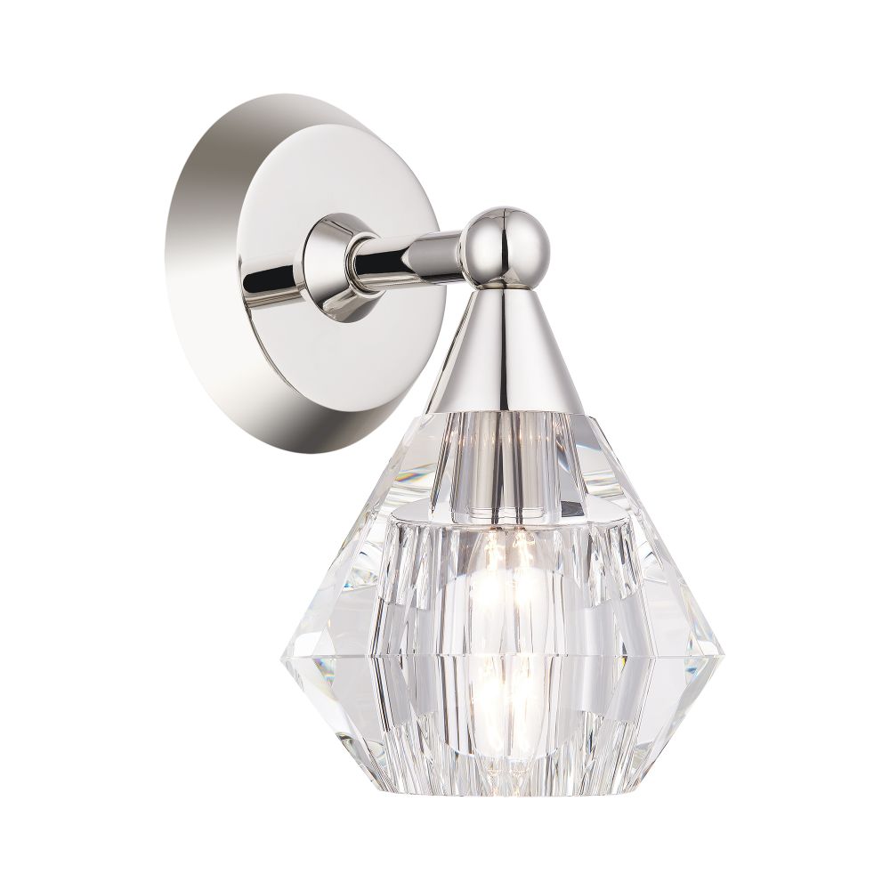 Livex Lighting 17811-35 1 Light Polished Nickel Crystal Single Sconce