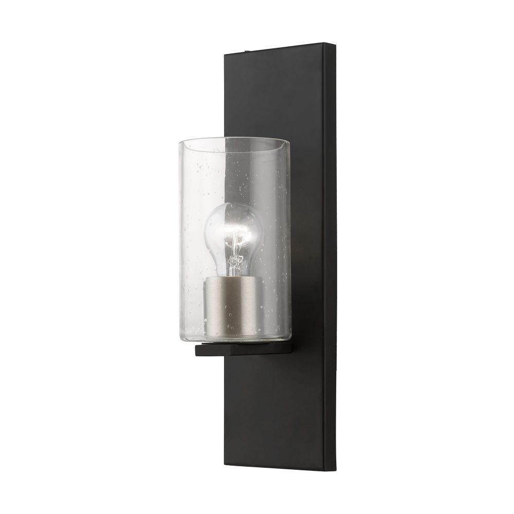 Livex Lighting 18471-04 1 Light Black with Brushed Nickel Accents Wall Sconce
