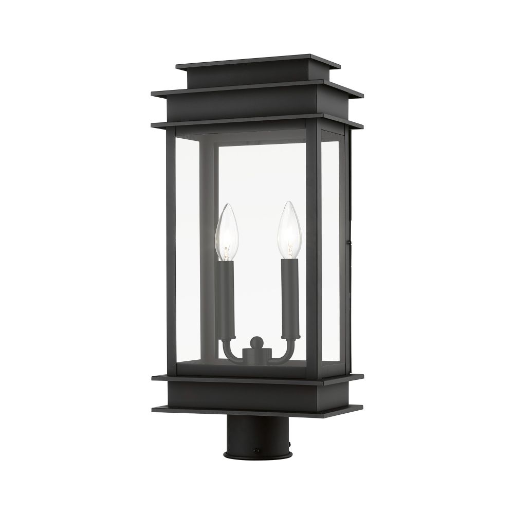 Livex Lighting 2017-04 2 Light Black with Polished Chrome Stainless Steel Reflector Outdoor Large Post Top Lantern