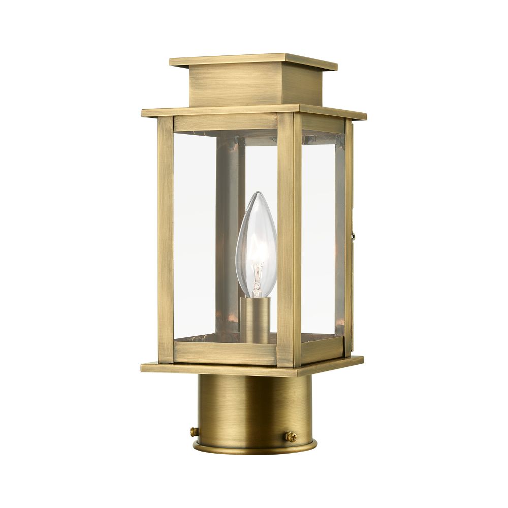 Livex Lighting 20201-01 1 Light Antique Brass Outdoor Mini Post Top Lantern