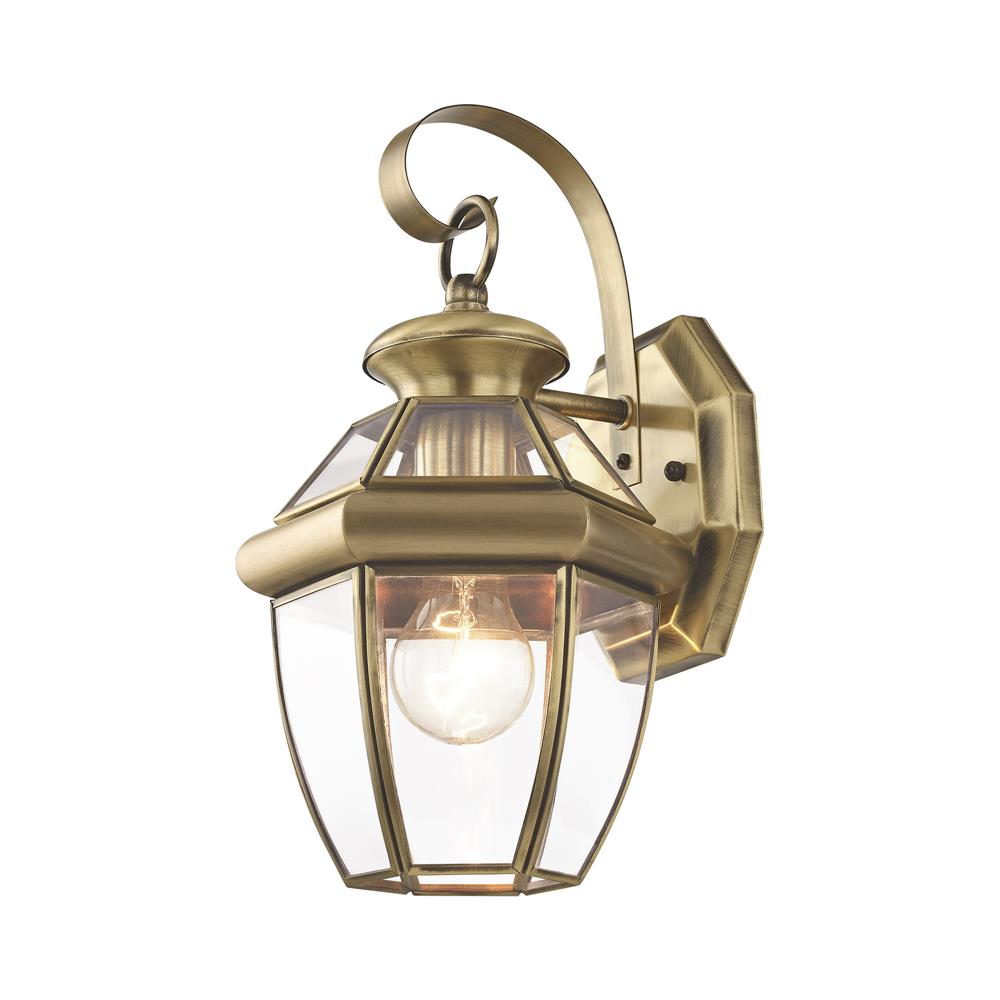 Livex Lighting 2051-01 Monterey Outdoor Wall Lantern in Antique Brass 