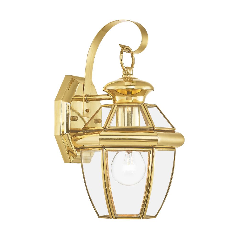 Livex Lighting 2051-02 Monterey Outdoor Wall Lantern in Polished Brass 