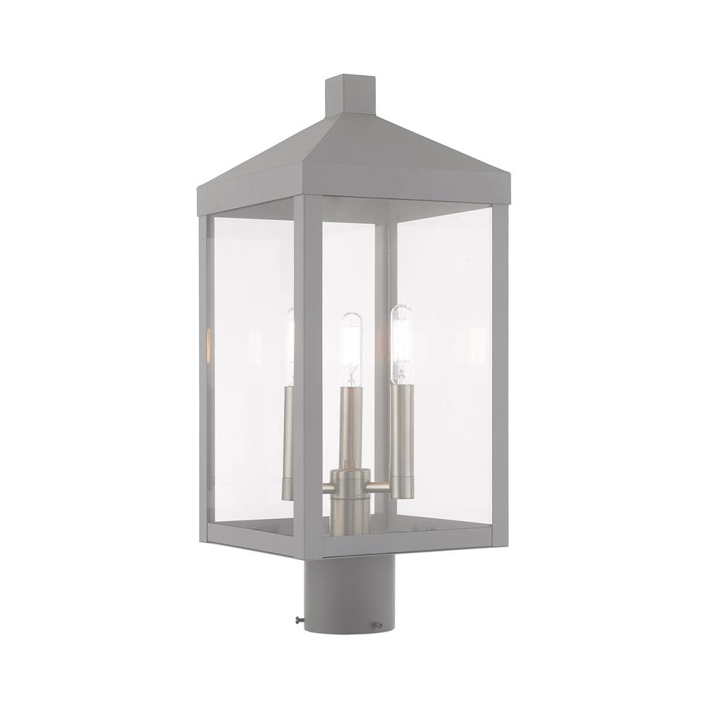 Livex Lighting 20592-80 3 Lt Nordic Gray Outdoor Post Top Lantern