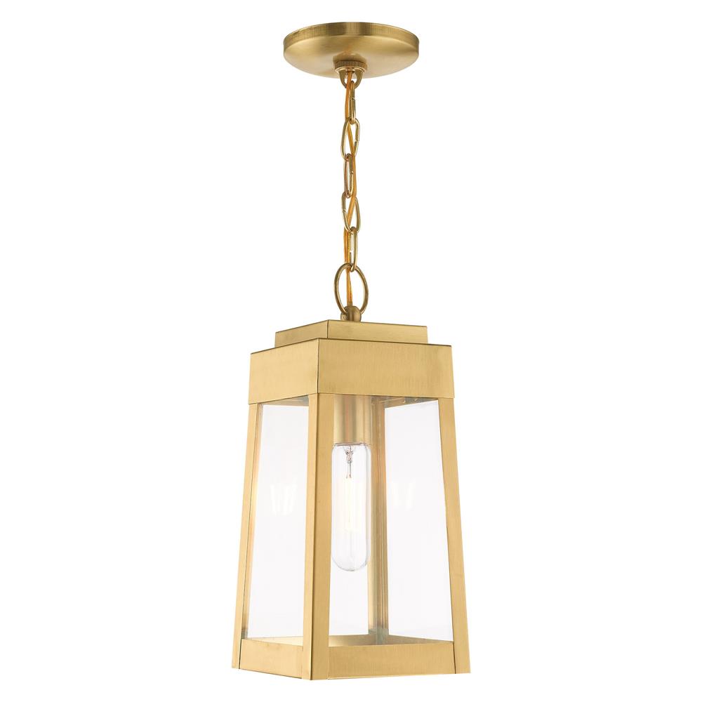 Livex Lighting 20854-12 1 Lt Satin Brass Outdoor Pendant Lantern