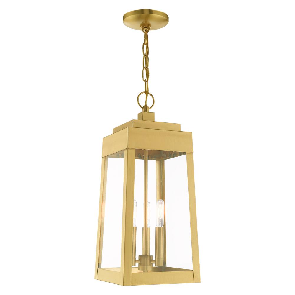 Livex Lighting 20857-12 3 Lt Satin Brass Outdoor Pendant Lantern