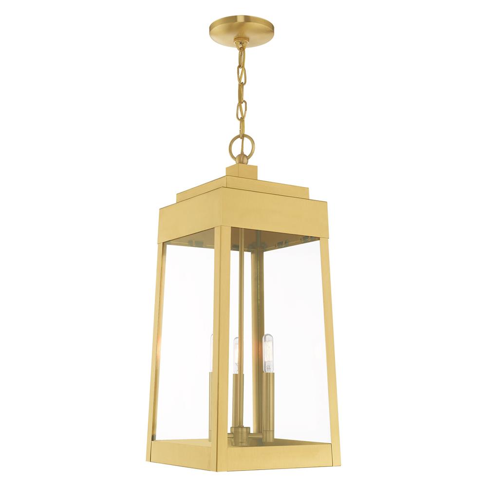 Livex Lighting 20860-12 3 Lt Satin Brass Outdoor Pendant Lantern