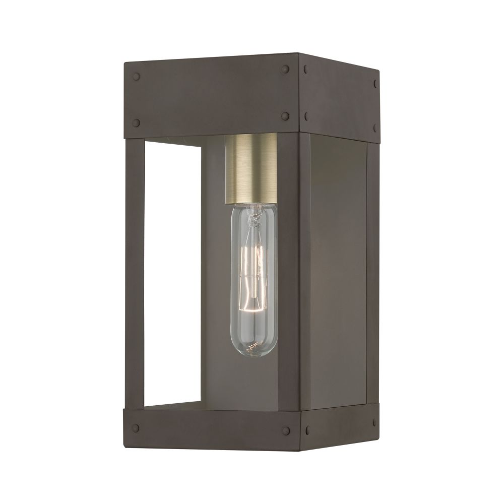 Livex Lighting 20871-07 1 Light Bronze with Antique Brass Candle Outdoor Wall Lantern