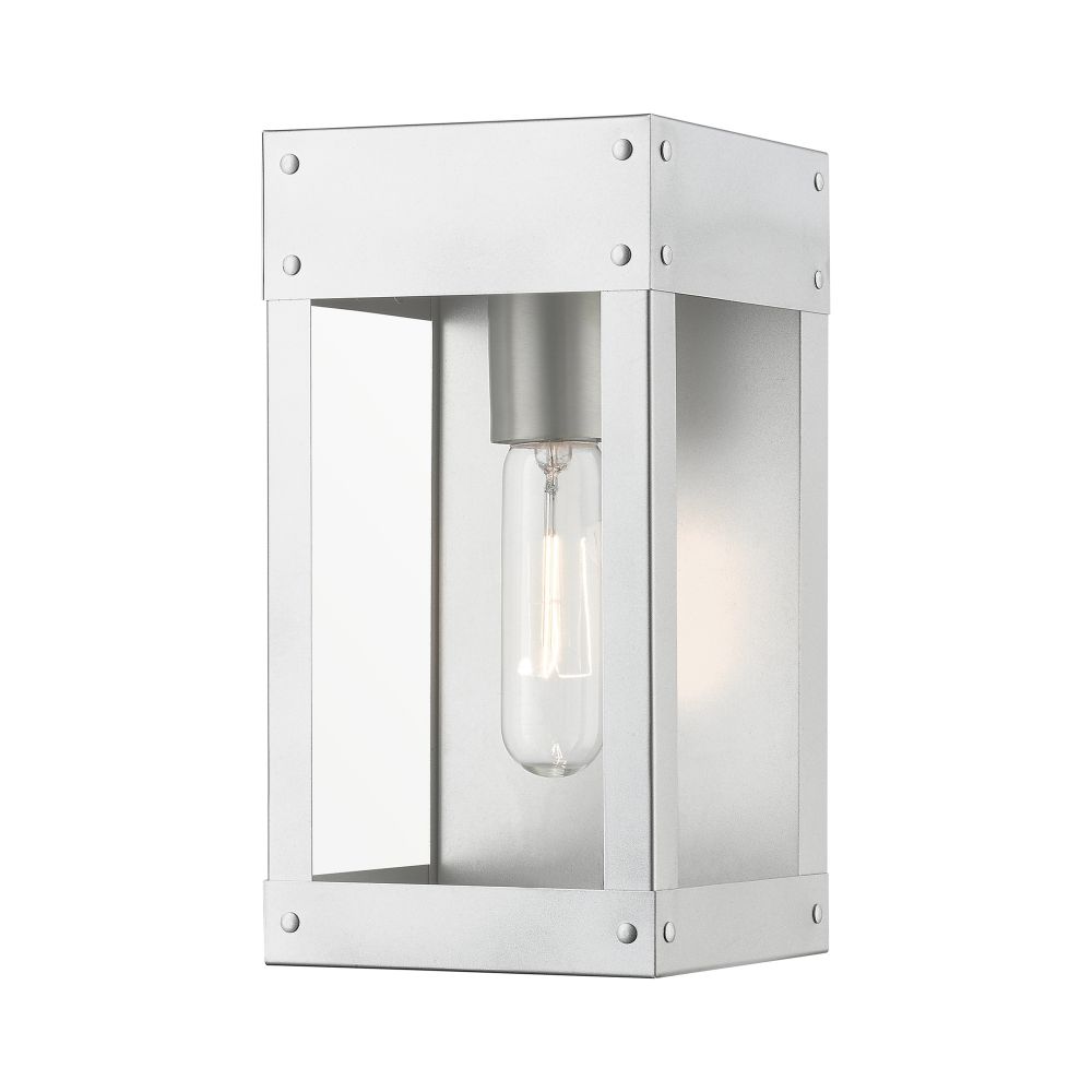 Livex Lighting 20871-81 1 Light Painted Satin Nickel with Brushed Nickel Candle Outdoor Wall Lantern