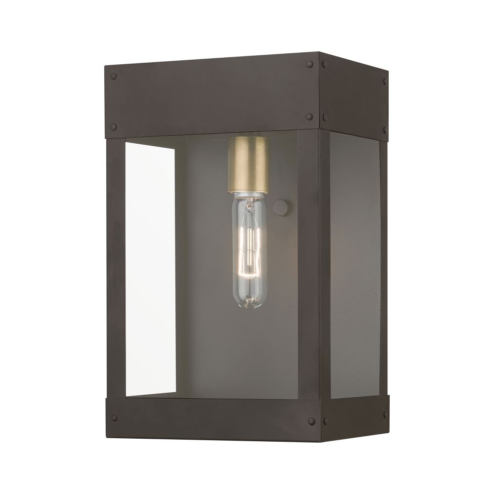 Livex Lighting 20872-07 1 Light Bronze with Antique Brass Candle Outdoor Wall Lantern