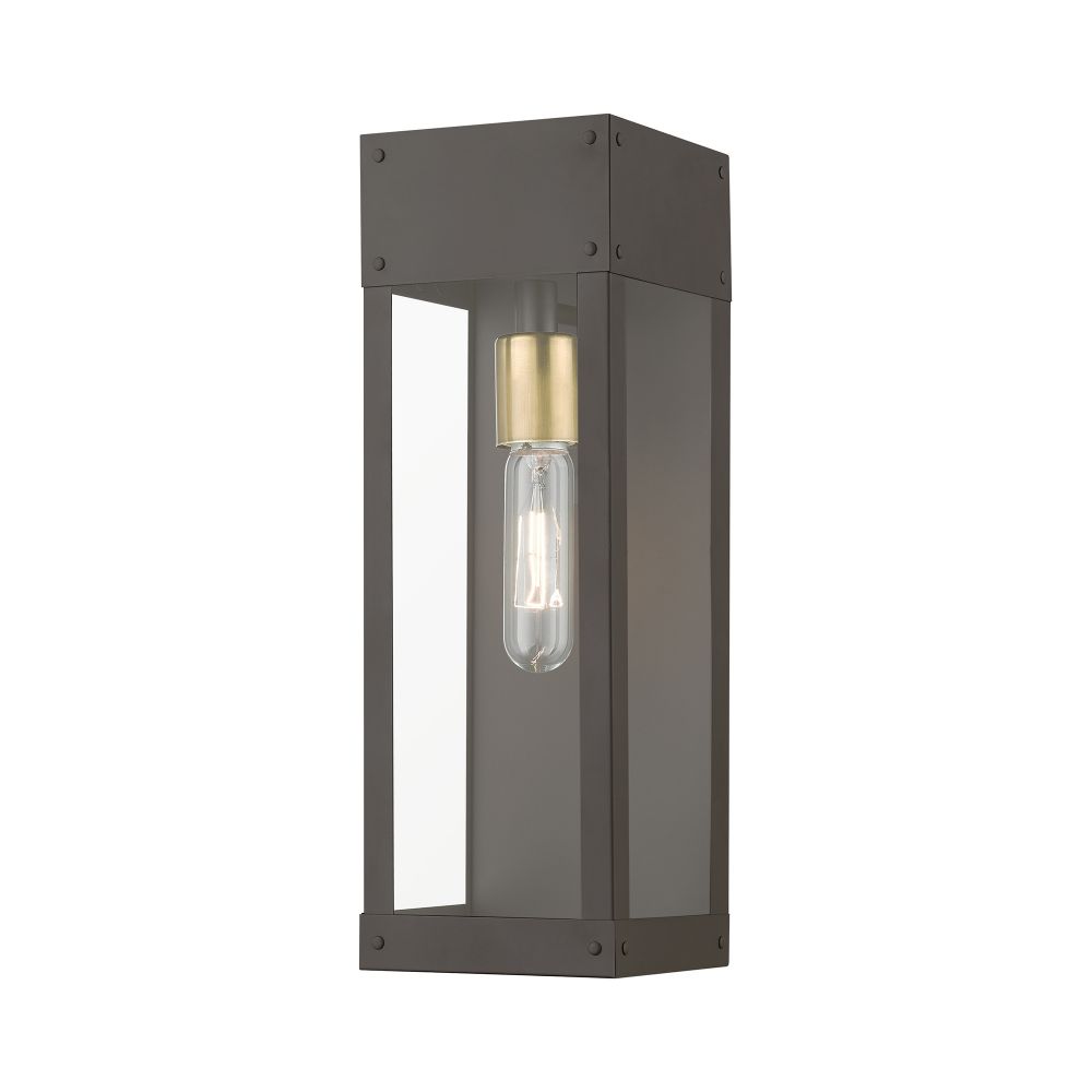 Livex Lighting 20873-07 1 Light Bronze with Antique Brass Candle Outdoor Wall Lantern