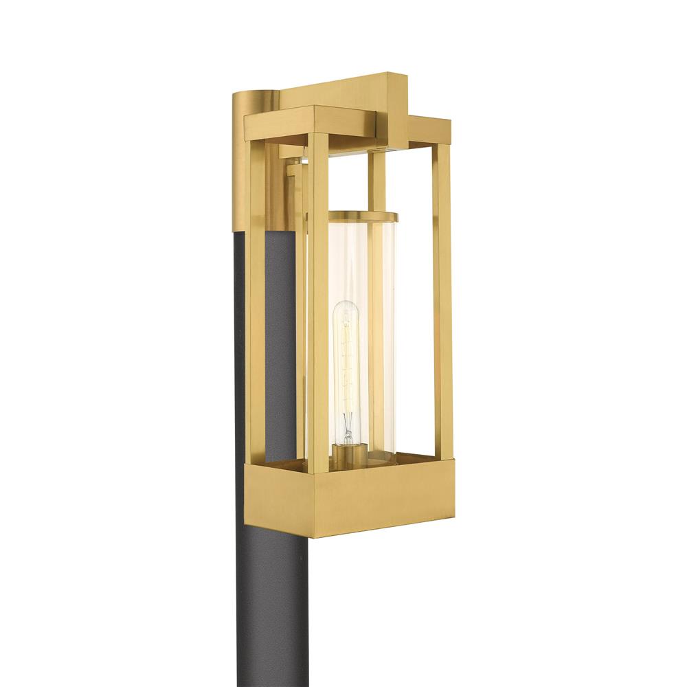 Livex Lighting 20996-12 1 Lt Satin Brass Outdoor Post Top Lantern