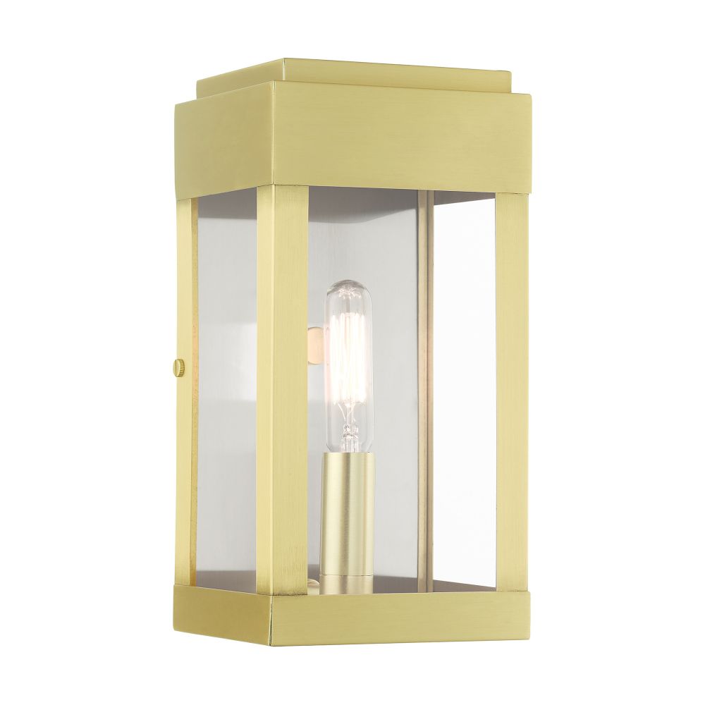 Livex Lighting 21231-12  Outdoor ADA Wall Lantern in Satin Brass