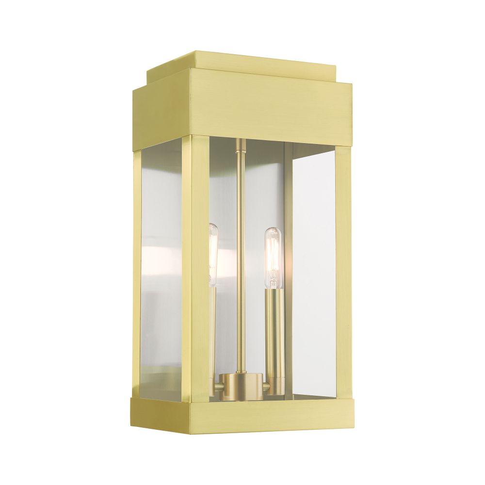 Livex Lighting 21235-12  Outdoor Wall Lantern in Satin Brass
