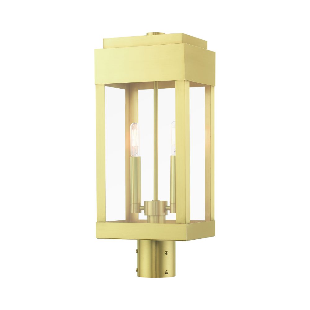Livex Lighting 21236-12  Outdoor Post Top Lantern in Satin Brass
