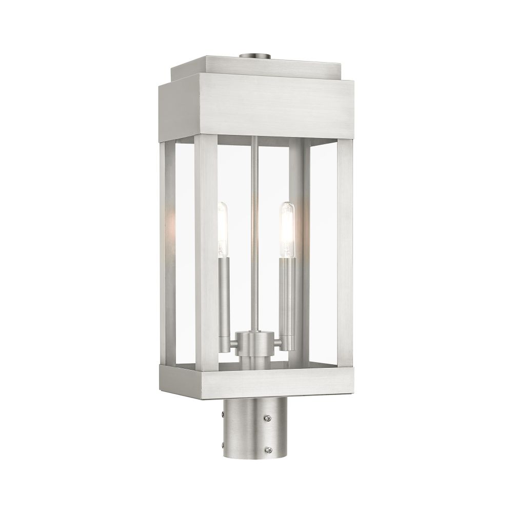 Livex Lighting 21236-91  Outdoor Post Top Lantern in Brushed Nickel