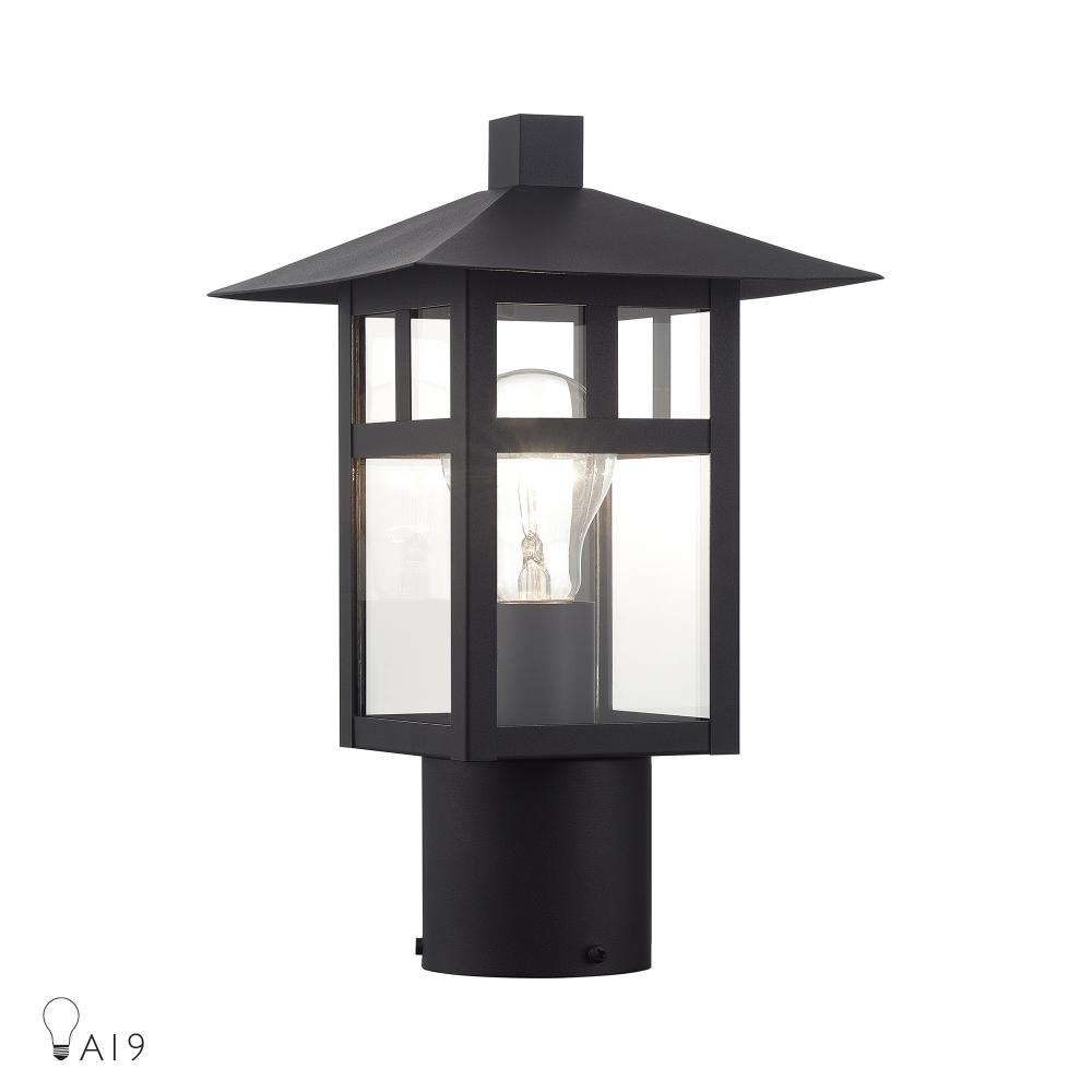 Livex Lighting 21324-14 1 Light Satin Gold Medium Outdoor Post Top Lantern with Clear Glass