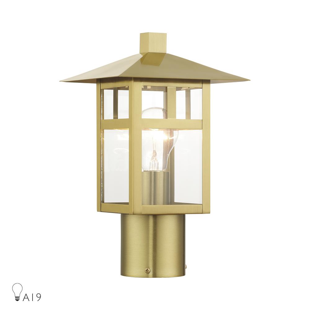 Livex Lighting 21324-32 1 Light Textured Black Medium Outdoor Post Top Lantern with Clear Glass