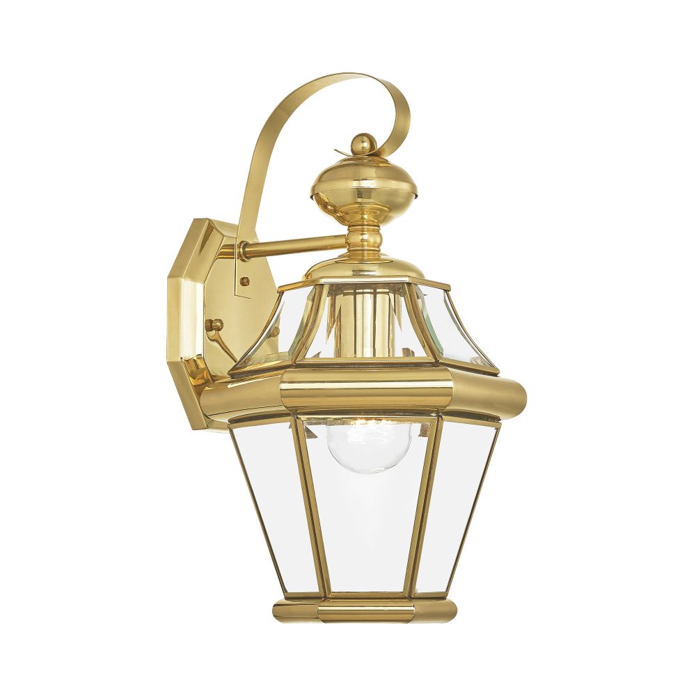 Livex Lighting 2161-02 Georgetown Outdoor Wall Lantern in Polished Brass 