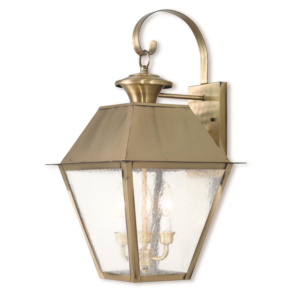 Livex Lighting 2168-01 Outdoor Wall Lantern in Antique Brass