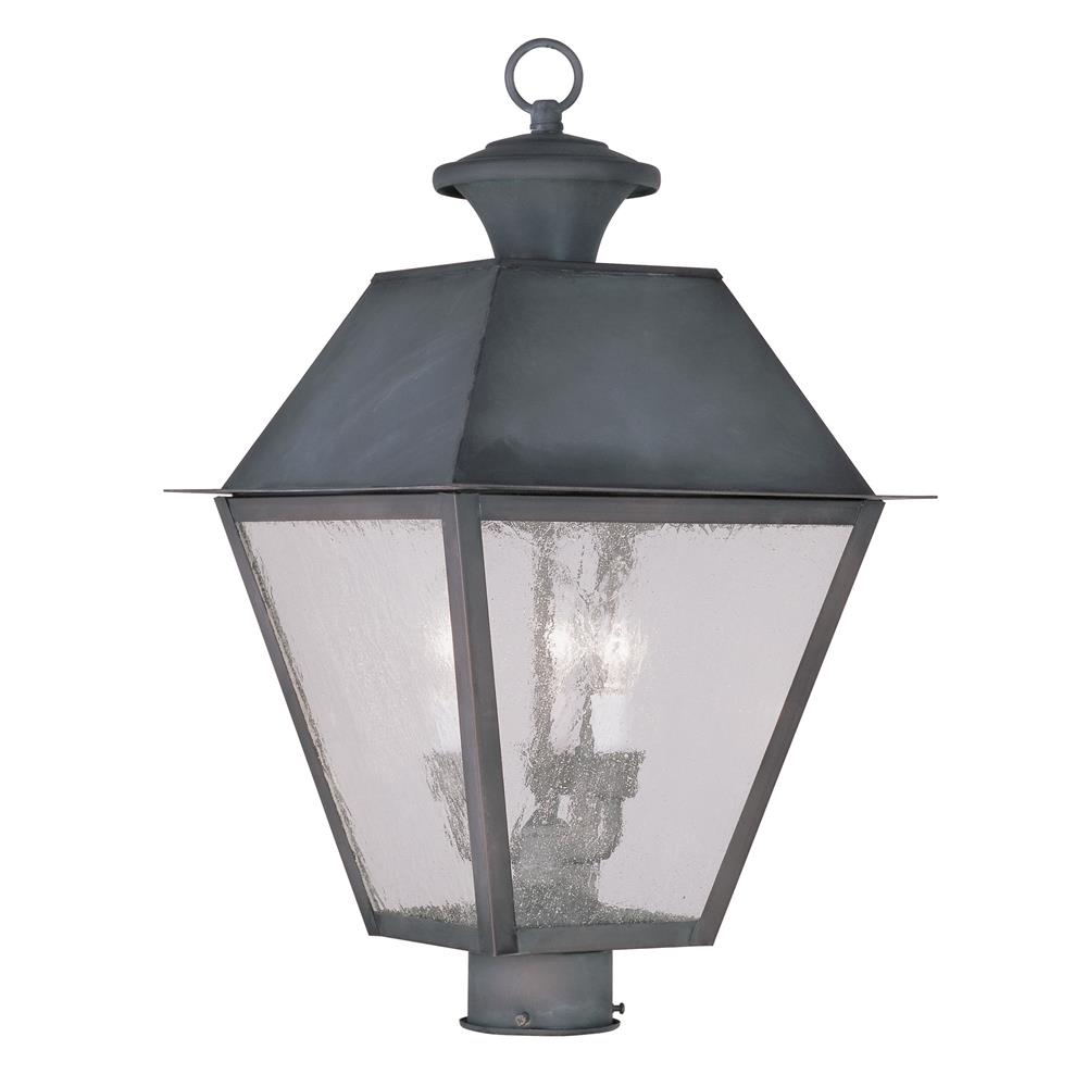 Livex Lighting 2169 Mansfield Post Light with 3 Lights in Charcoal