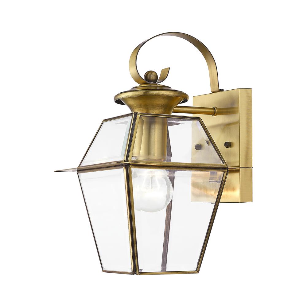 Livex Lighting 2181-01 Westover Outdoor Wall Lantern in Antique Brass 