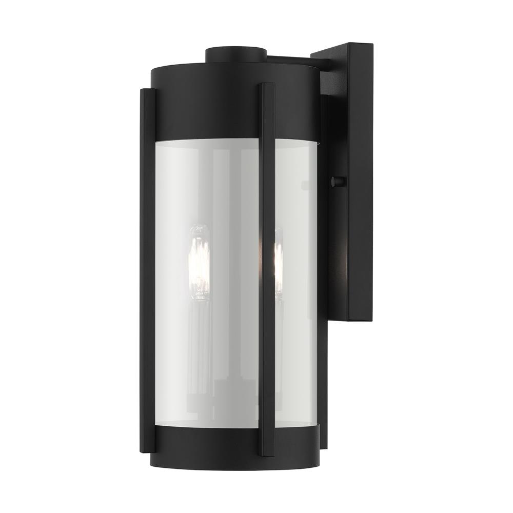 Livex Lighting 22382-04 Sheridan  Outdoor Wall Lantern in Black with Brushed Nickel Candles