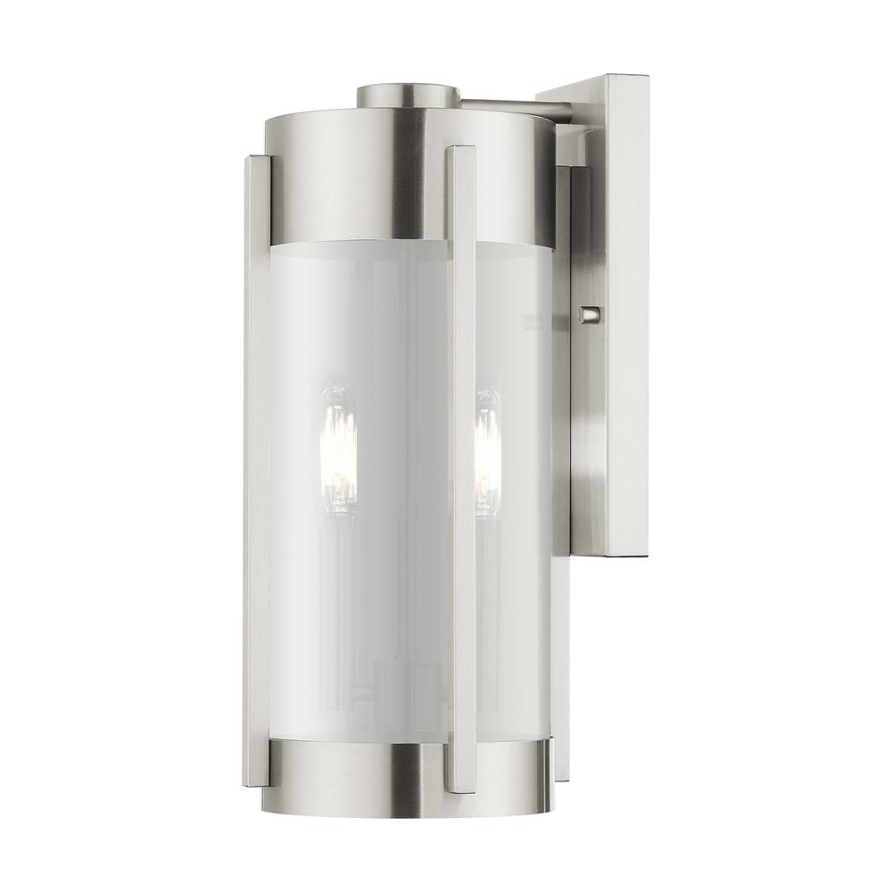 Livex Lighting 22382-91 Sheridan  Outdoor Wall Lantern in Brushed Nickel