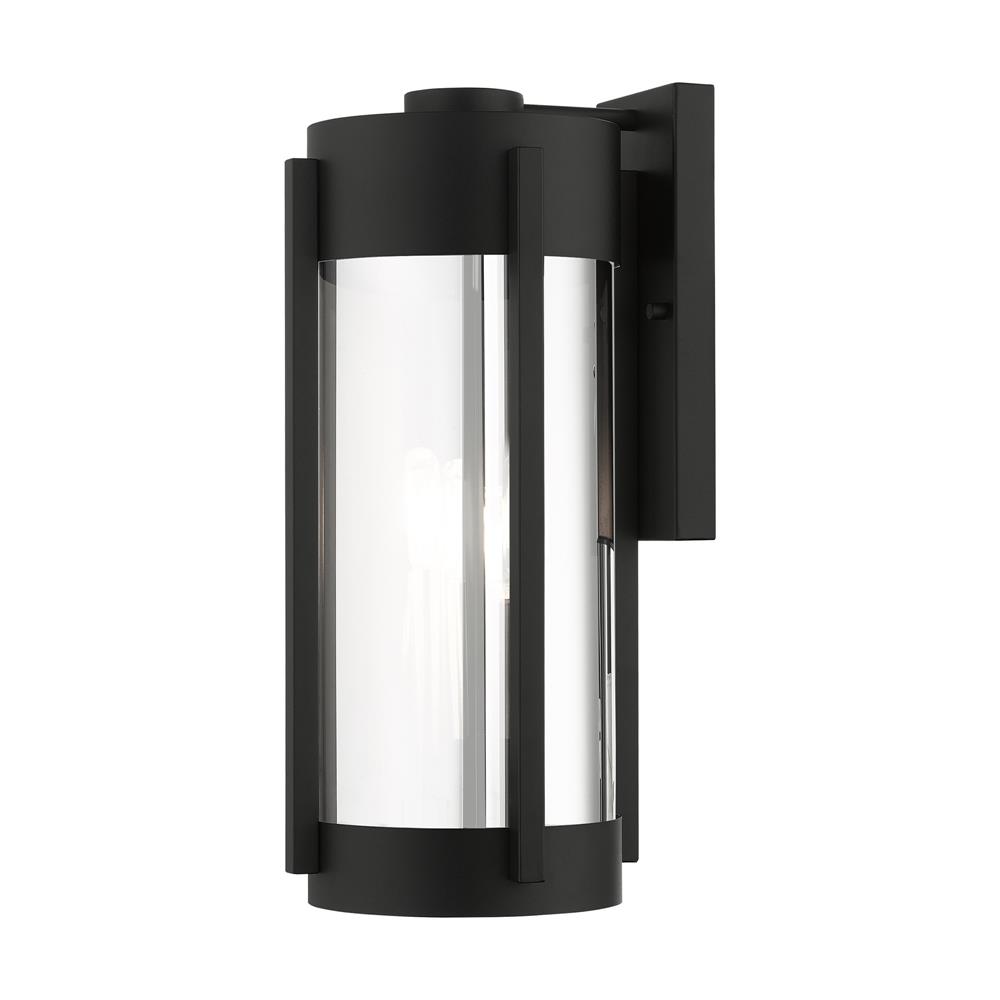 Livex Lighting 22383-04 Sheridan  Outdoor Wall Lantern in Black with Brushed Nickel Candles