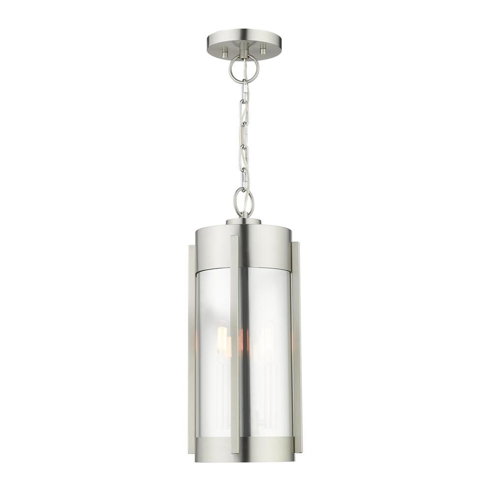 Livex Lighting 22385-91 Sheridan  Outdoor Pendant Lantern in Brushed Nickel
