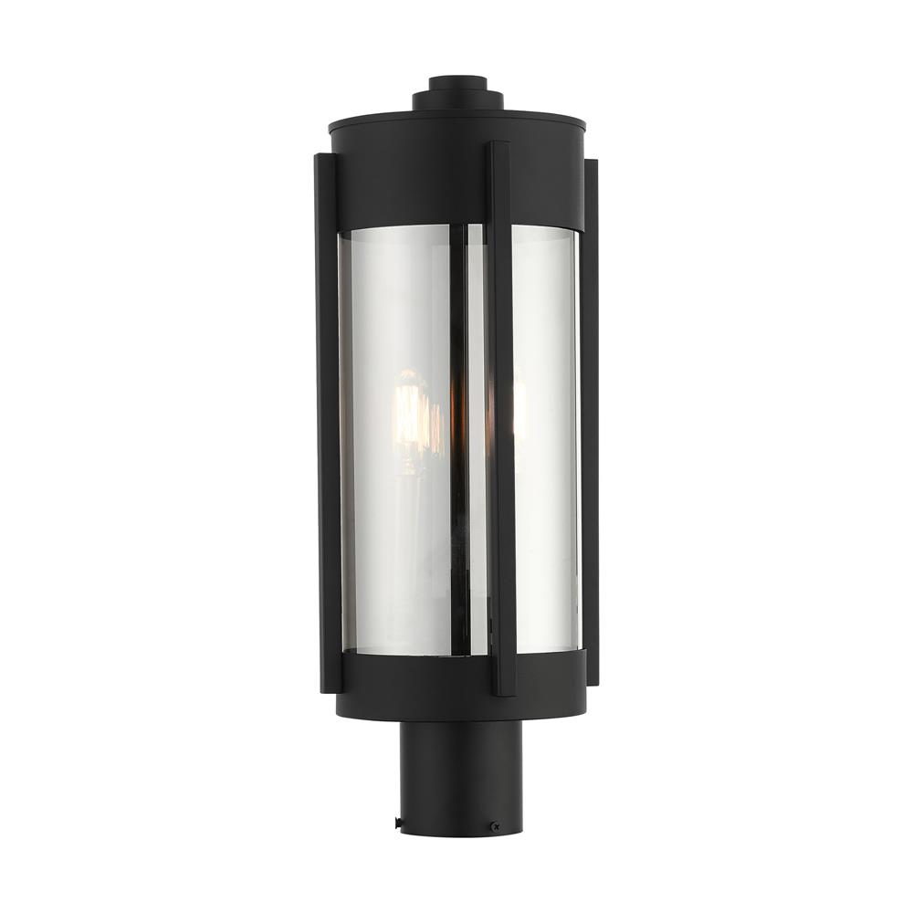 Livex Lighting 22386-04 Sheridan  Outdoor Post Top Lantern  in Black with Brushed Nickel Candles