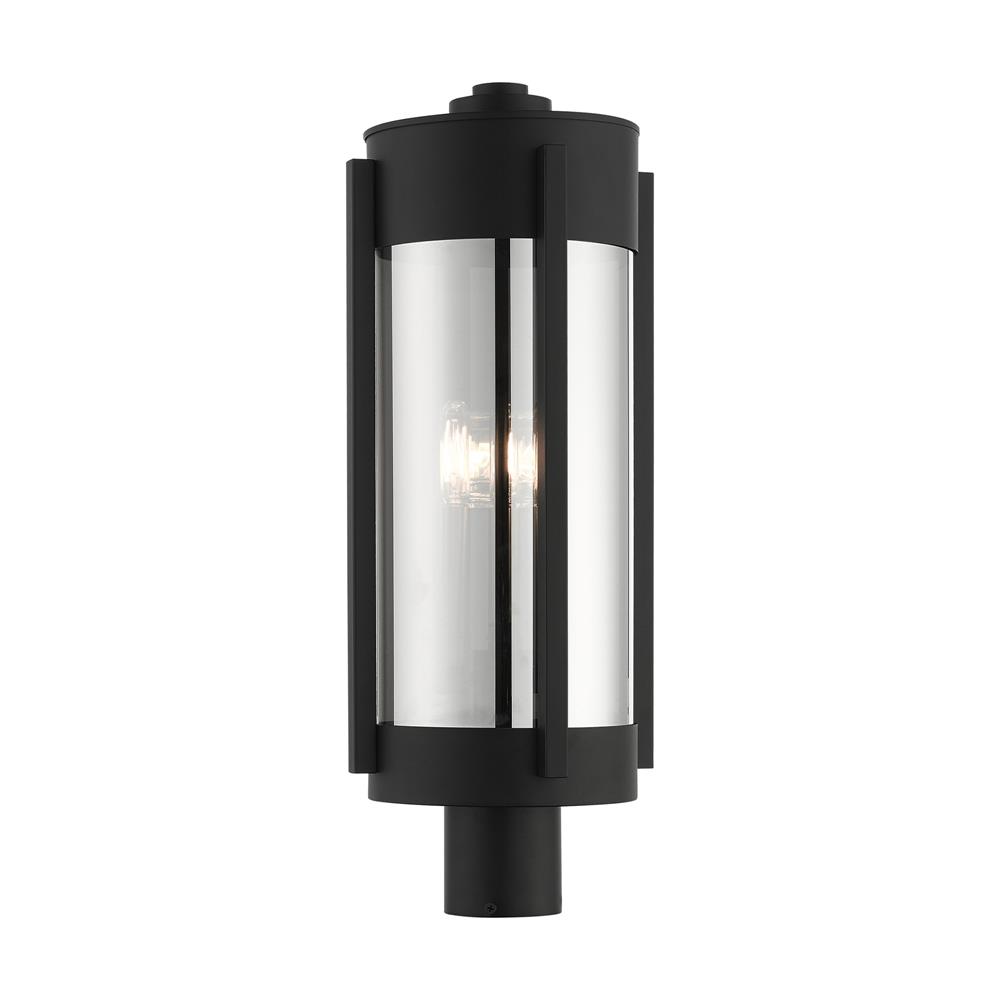 Livex Lighting 22387-04 Sheridan  Outdoor Post Top Lantern  in Black with Brushed Nickel Candles