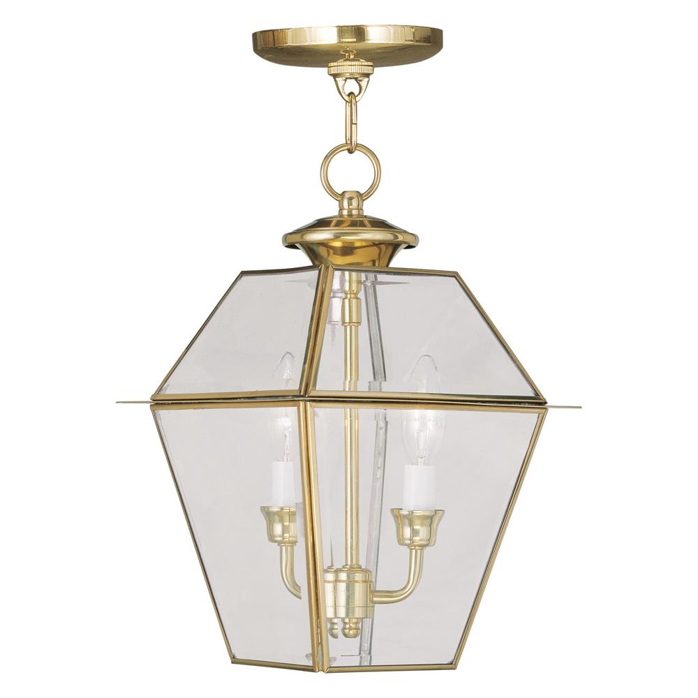 Livex Lighting 2285-02 Westover Outdoor Chain Hang in Polished Brass 
