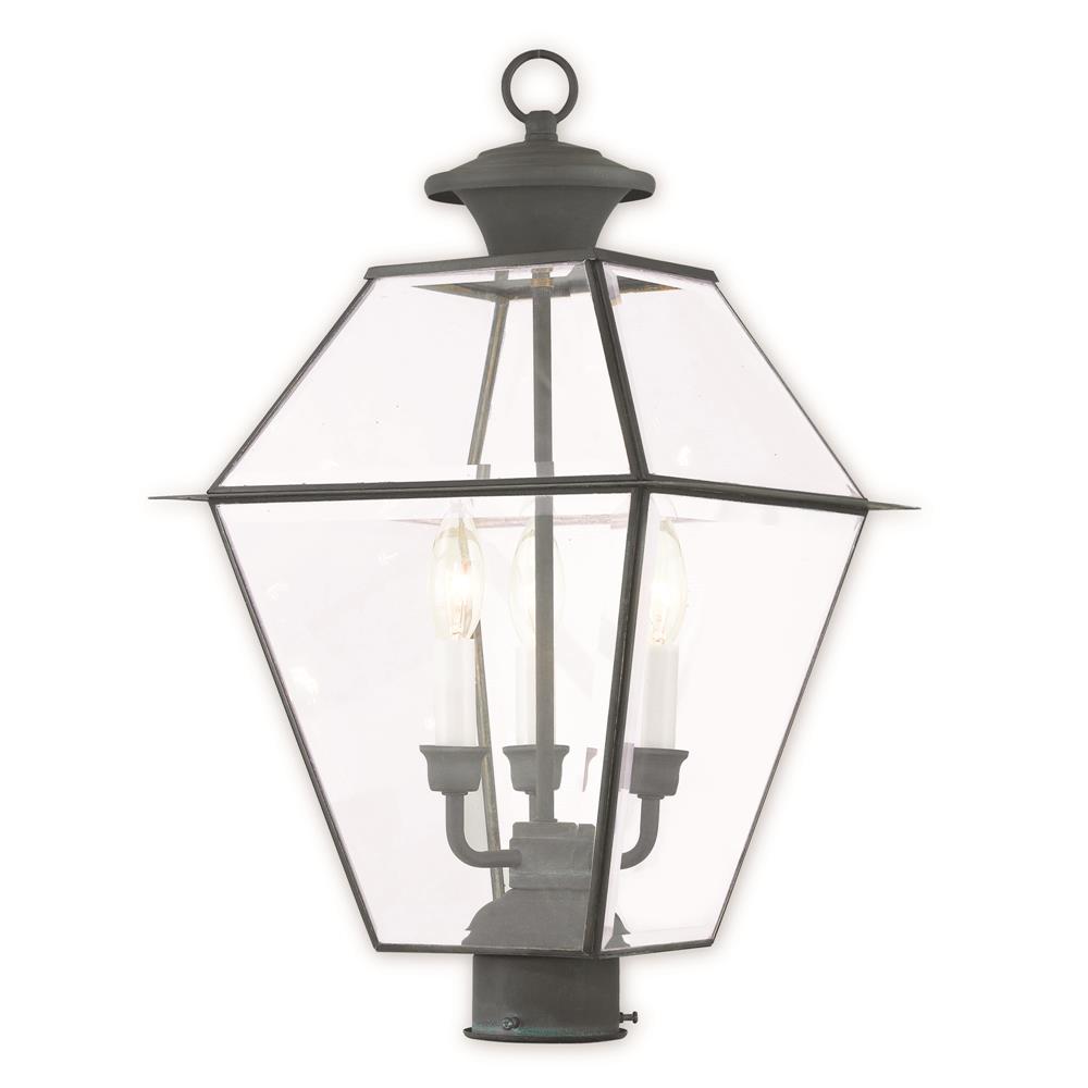 Livex Lighting 2384-61 3 Light Charcoal Outdoor Post Lantern