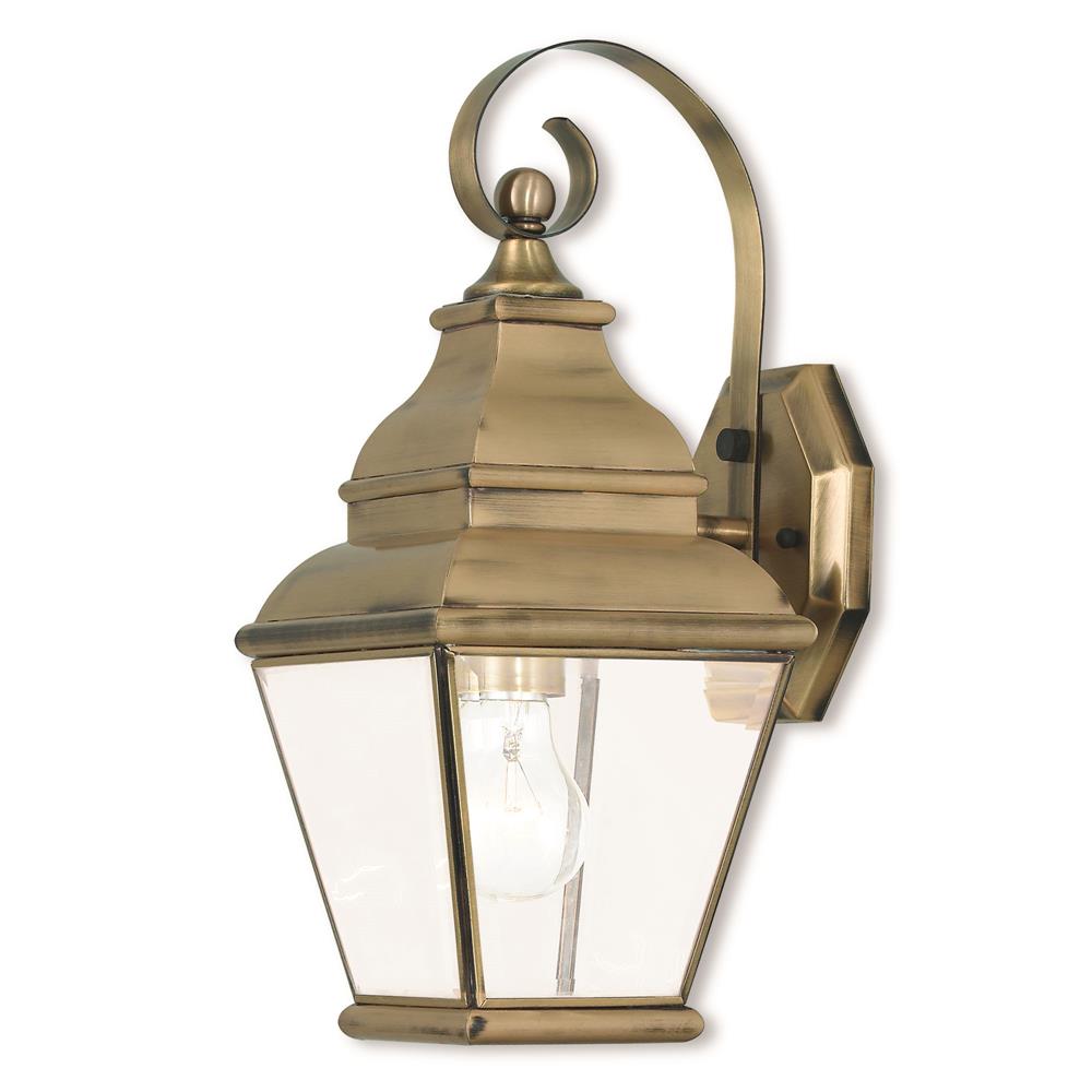 Livex Lighting 2590-01 Outdoor Wall Lantern in Antique Brass
