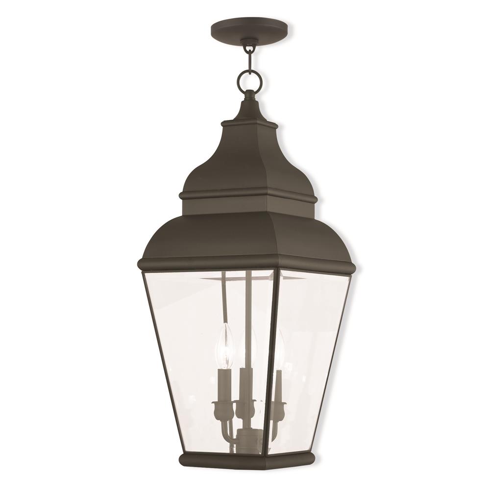 Livex Lighting 2597-04 3 Light Black Outdoor Chain Lantern 