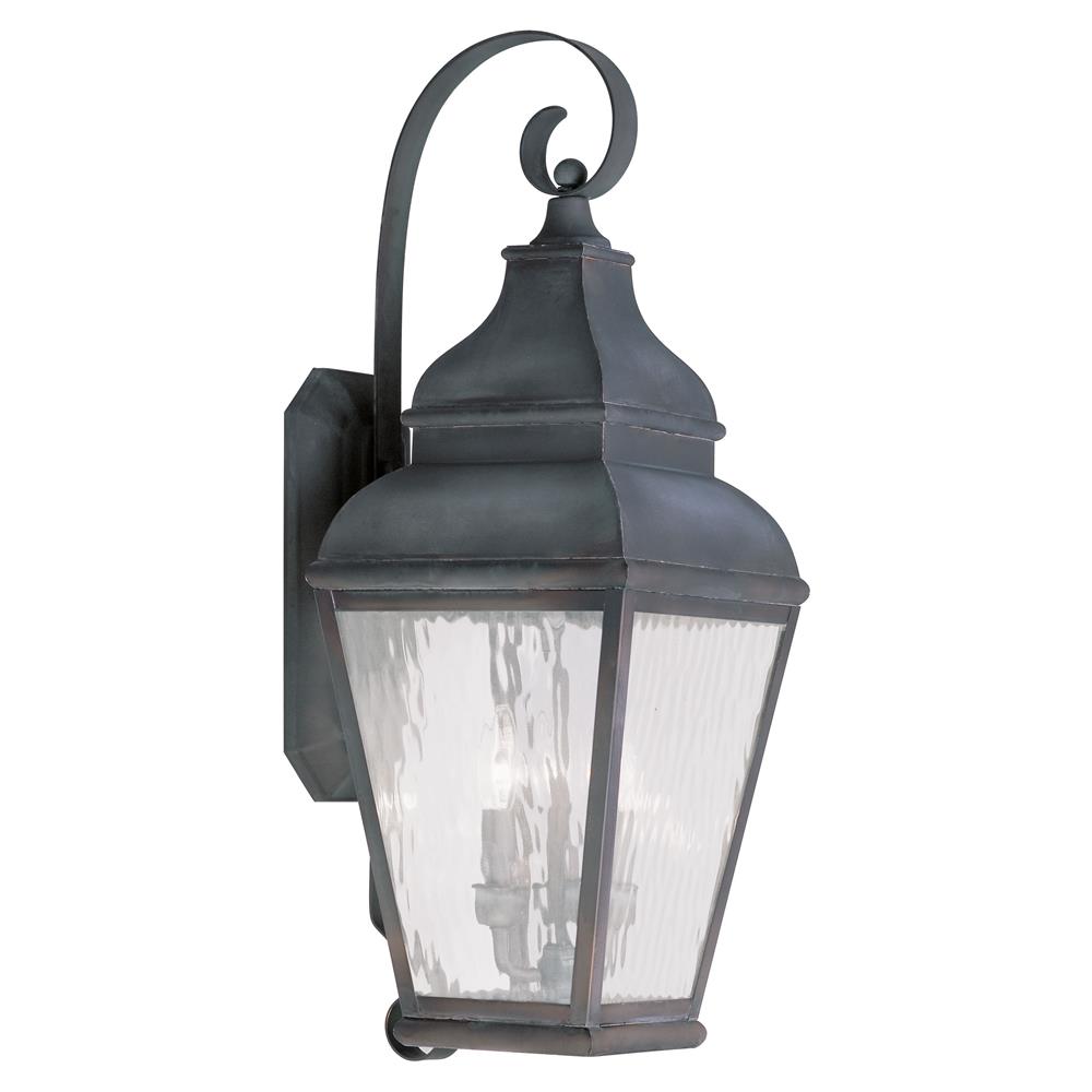 Livex Lighting 2605 Exeter Large Outdoor Wall Sconce with 3 Lights in Charcoal