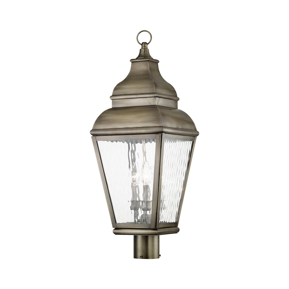 Livex Lighting 2606 Exeter Post Light with 3 Lights in Vintage Pewter