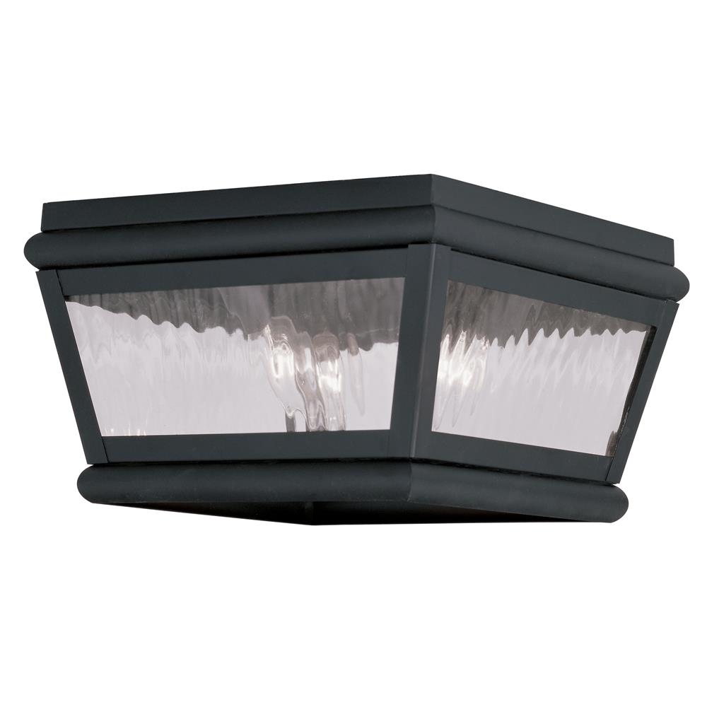 Livex Lighting 2611 Exeter Outdoor Flush Mount Ceiling Fixture with 2 Lights in Charcoal