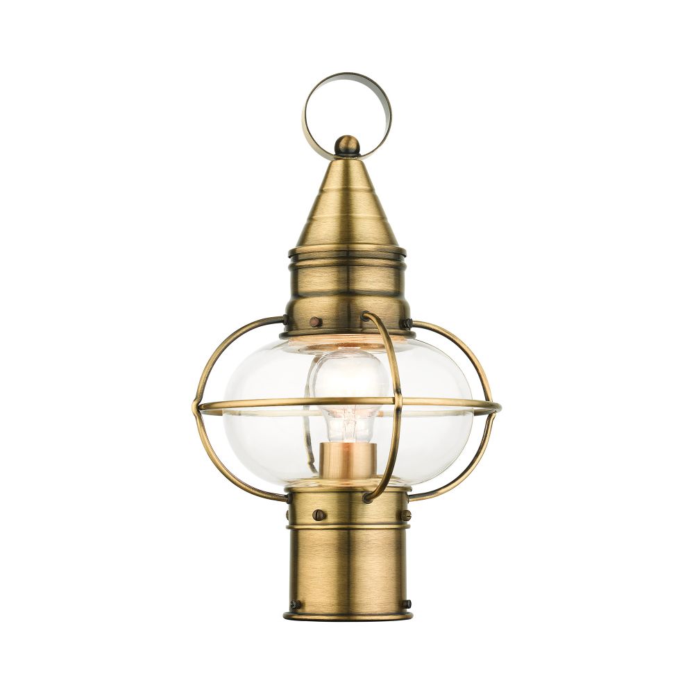 Livex Lighting 26902-01 Outdoor Post Top Lantern in Antique Brass