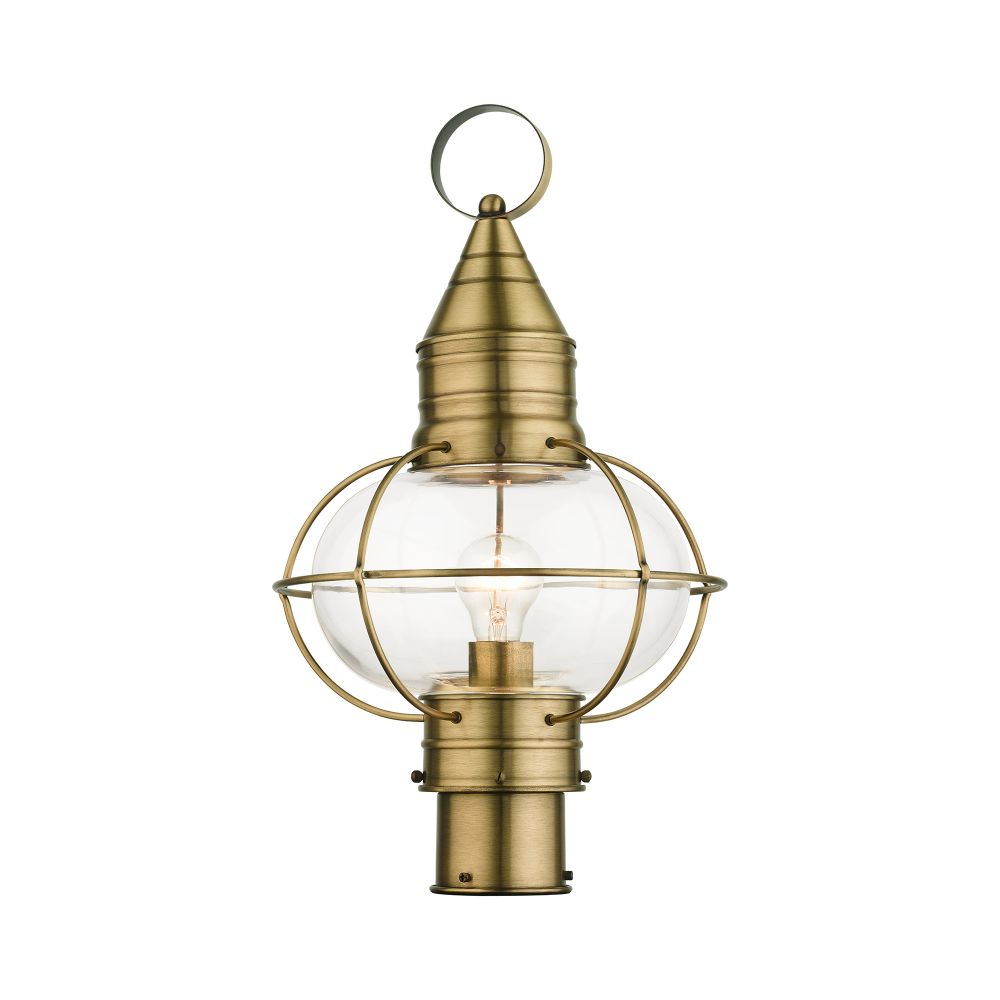 Livex Lighting 26905-01 Outdoor Post Top Lantern in Antique Brass