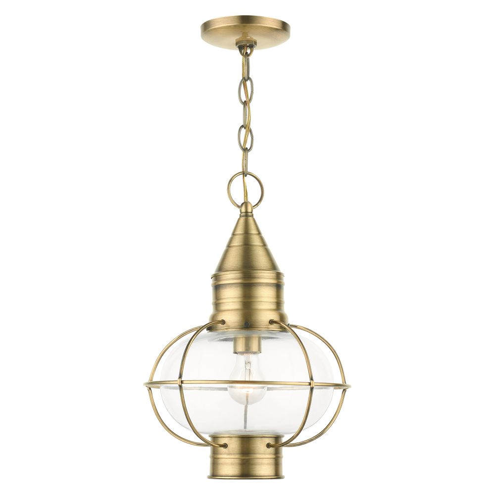 Livex Lighting 26906-01 Outdoor Pendant Lantern in Antique Brass
