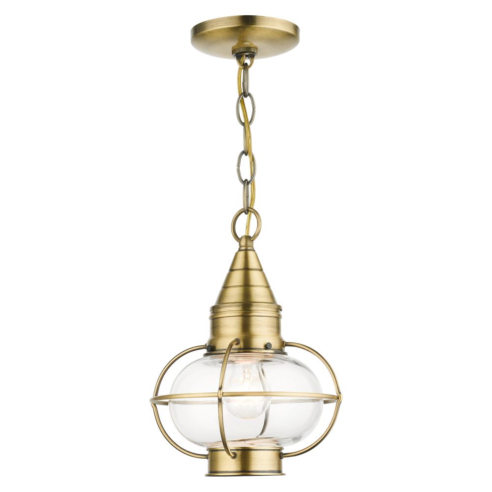 Livex Lighting 26910-01 Outdoor Pendant Lantern in Antique Brass