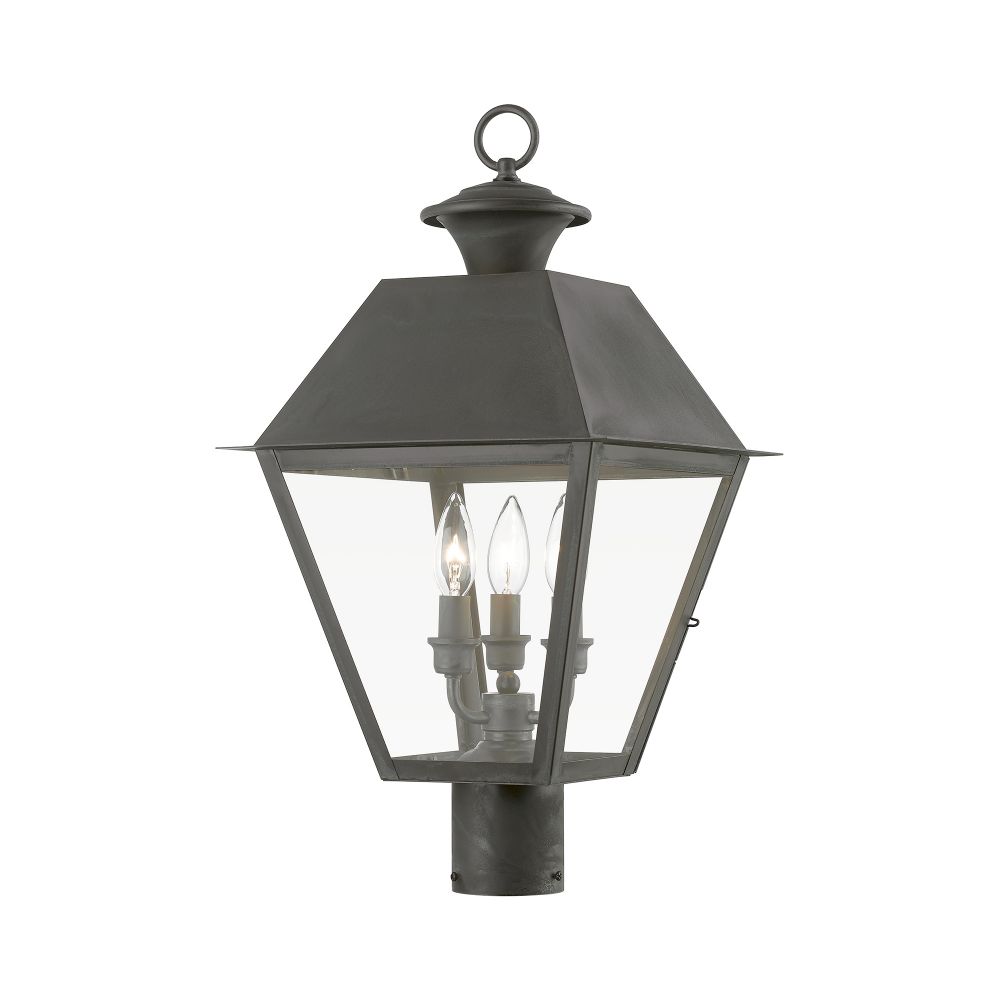 Livex Lighting 27219-61 3 Light Charcoal Outdoor Large Post Top Lantern