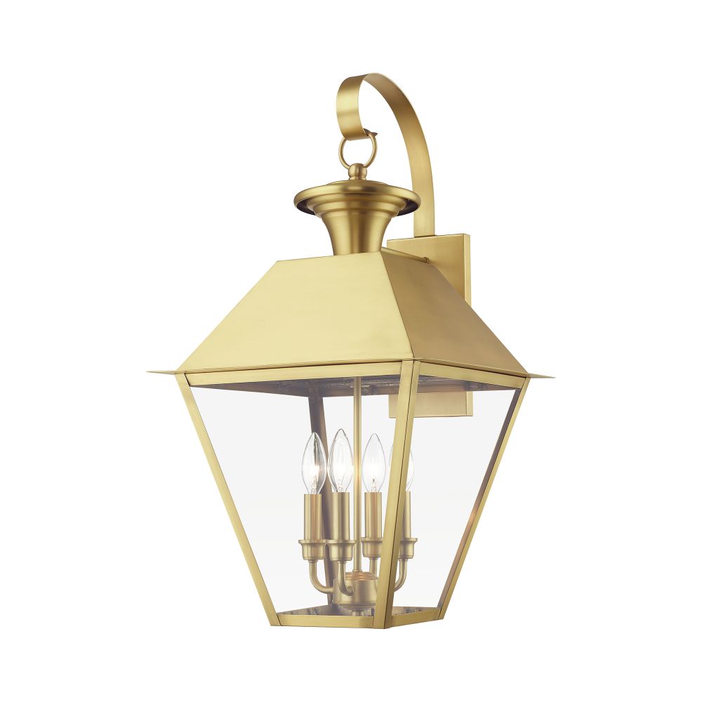 Livex Lighting 27222-08 4 Light Natural Brass Outdoor Extra Large Wall Lantern