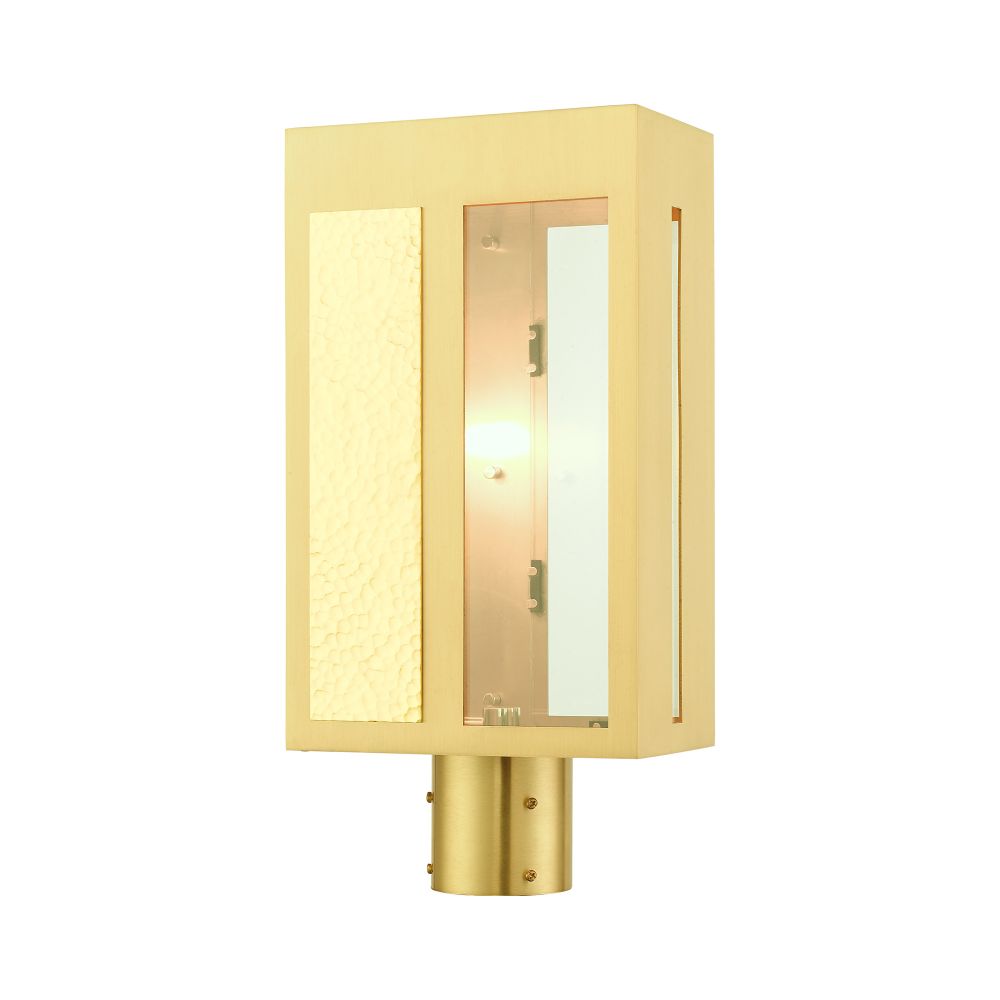 Livex Lighting 27416-12 Outdoor Post Top Lantern in Satin Brass 