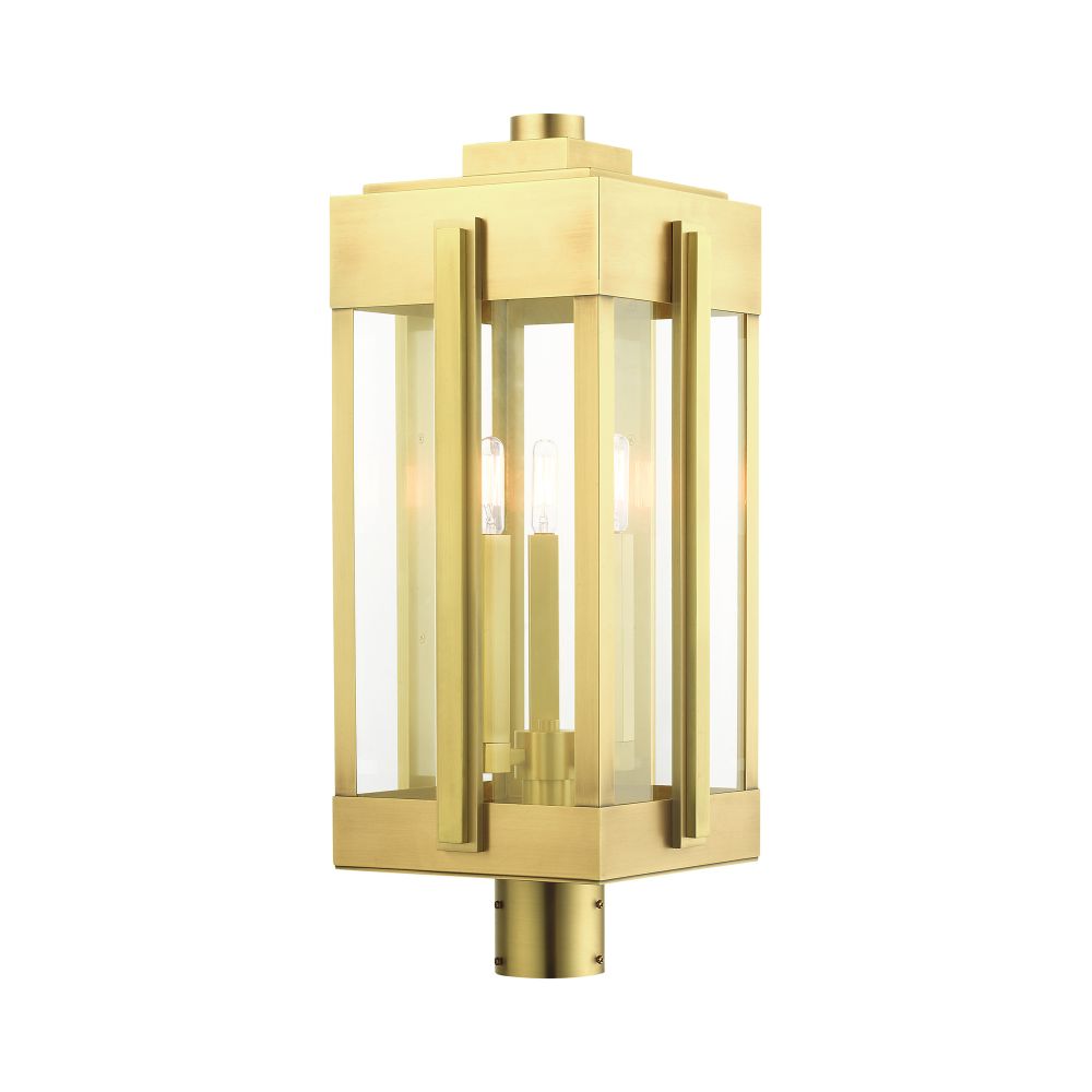 Livex Lighting 27717-08 Outdoor Post Top Lantern in Natural Brass
