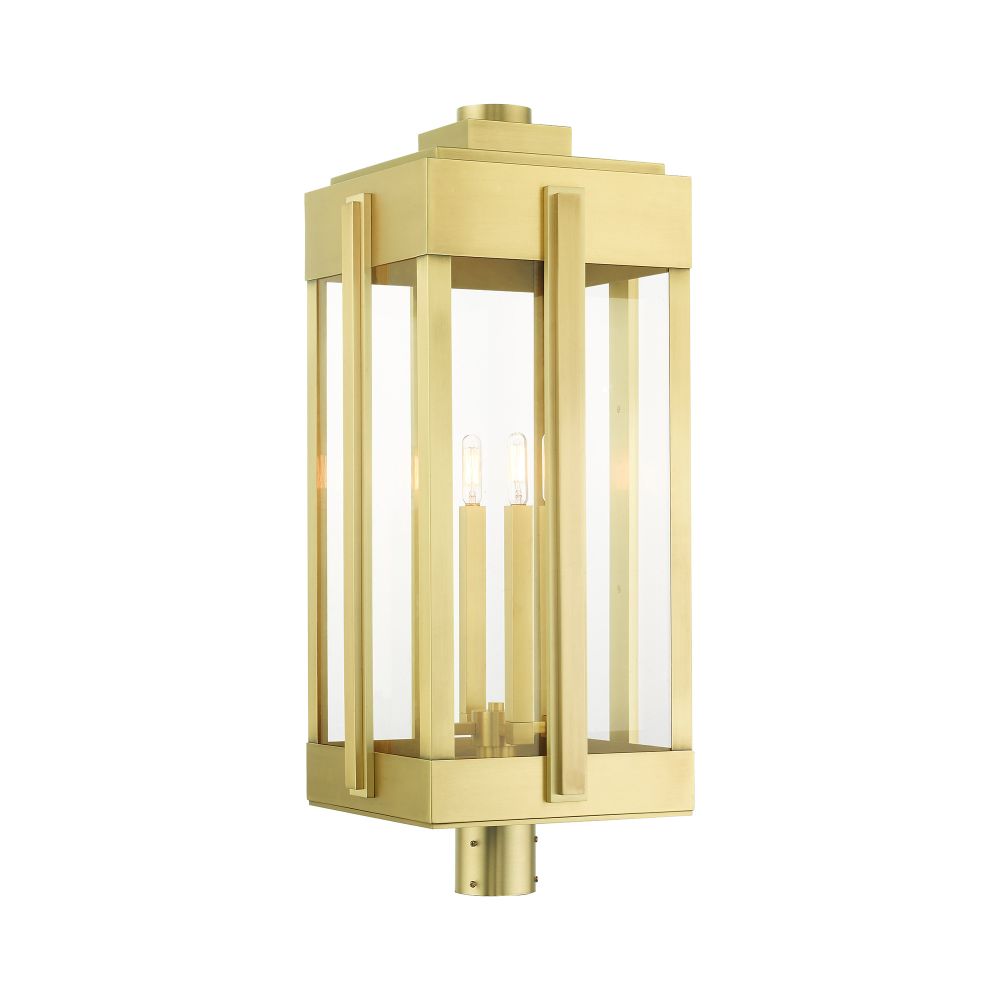 Livex Lighting 27719-08 Outdoor Post Top Lantern in Natural Brass